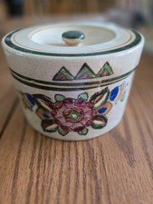 Made in Japan ceramic lidded floral storage container