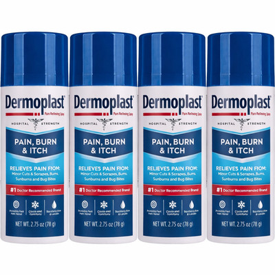 Dermoplast Pain, Burn&Itch Spray for Minor Cuts, Burns, 2.75 oz, 4 Pack