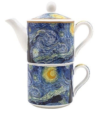 NEW Vincent Van Gogh STARRY NIGHT Tea For One Stackable Ceramic Teapot & Cup Set