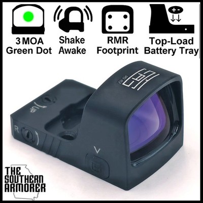 TSA  Green Dot Optic Sight RMR  Footprint Shake Awake Top-Load Battery 3 MOA