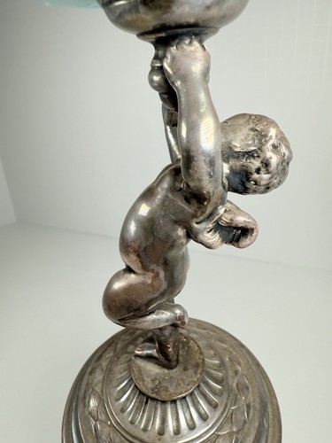 Pairpoint Art Deco 1920's Cherub w/ Cut Crystal Toothpick Match Candle Holder - Picture 6 of 10