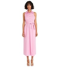 MAGGY LONDON Womens Solid Shirt Dress Maxi Dress