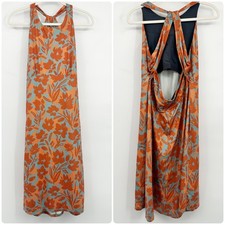 prAna Womens Jewel Lake Floral Open Back Active Travel Outdoor Midi Dress XL