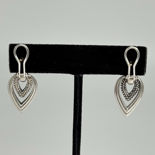 Lagos Caviar Sterling Silver & 14k Gold Post Omega Drop Earrings - Picture 3 of 6