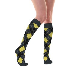 Violet Mist Women's Argyle Knee High Socks - One Size, Green Yellow