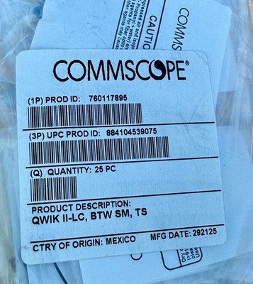 Commscope SM fiber ends QWIK II-LC, BTW SM, TS  Singlemode (25)New