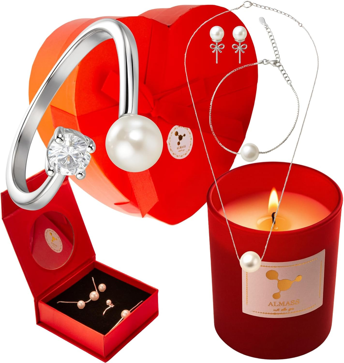 Coffret Saint-Valentin femme pour déclarer votre amour avec une bougie et des bijoux