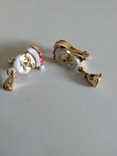 Earrings Hand Painted Vintage Santa Face with a Be