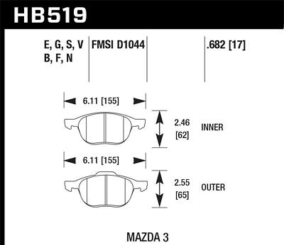 #ad Hawk Front Disc Brake Pad Set Fits 2012 Ford Focus Electric HP Plus Disc Brake P $193.49