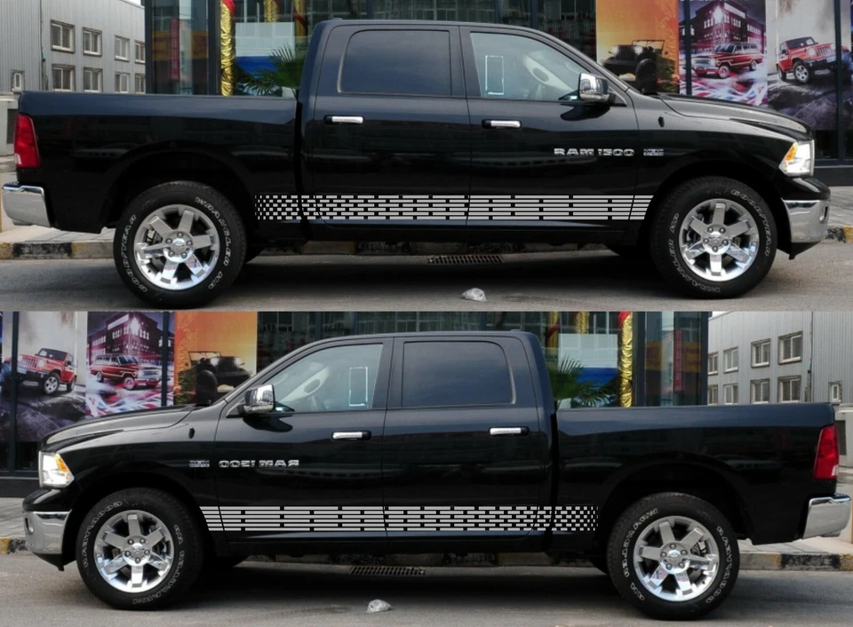 Calcomanía gráfica de vinilo para puerta Racing Stripes para Dodge Ram 1500 2500 2014-16 Foto 4 de 4