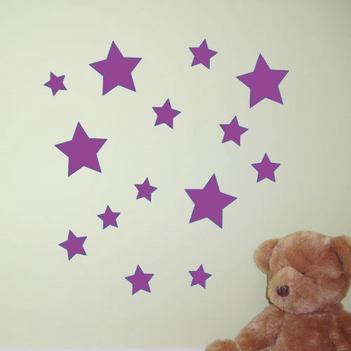 55 STAR Mixed size Wall Stickers Wall Decals Window Stickers Art Baby Nursery - Picture 1 of 5