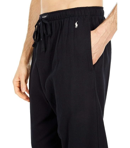 NWT Polo Ralph Lauren SOLID BLACK FLANNEL Pajama/Lounge Pants Men 4XT WHITE PONY