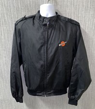 Vtg Swingster Mens Black USA Made Nylon Full Zip Cafe Racing Style Jacket Size L
