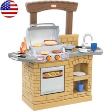 Cook'n Play Outdoor BBQ Grill 12 Piece Plastic Outdoor Pretend Kitchen Toys Hot