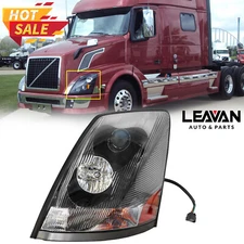 For Volvo VNL 2004-2017 Semi Truck Black Projector Halogen Headlight Left Driver
