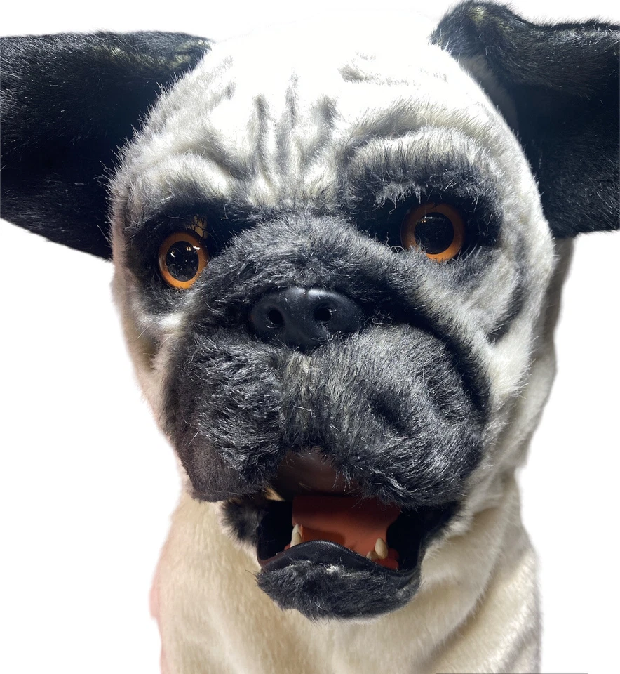 Realistic Pug Dog Mask Furry Costume Moving Mouth By Thumbs Up - Image 3 of 4