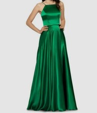  299 Betsy  Adam Women's Green Sleeveless Square Neck Corset Gown Dress Size 14
