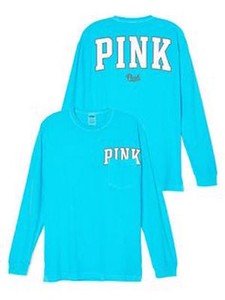 Victorias Secret Pink DOG Graphic Long Sleeve Campus Crew Tee T Shirt NWT M | eBay