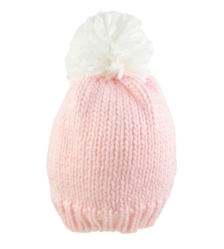 Baby Pom Pom Hat Beanie Bobble Cap Knitted Winter Warm Boy Girl Two Tone 0-18 M - Picture 4 of 5