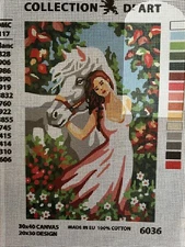 Printed needlepoint tapestry canvas 30x40cm horsewoman Canvas Only rto