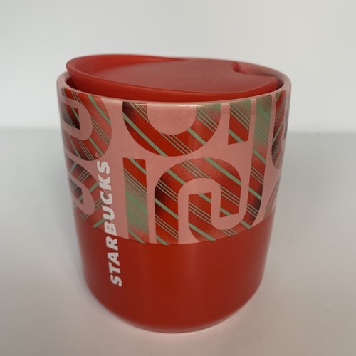 Starbucks Holiday Candy Cane Ceramic Tumbler Mug 8 oz. with lid NEW - Picture 2 of 12