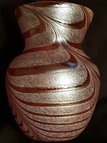 Vaso in vetro artistico vintage rosa iridescente scintillante vortice 6", Teleflora, ottimo - Foto 3 di 9