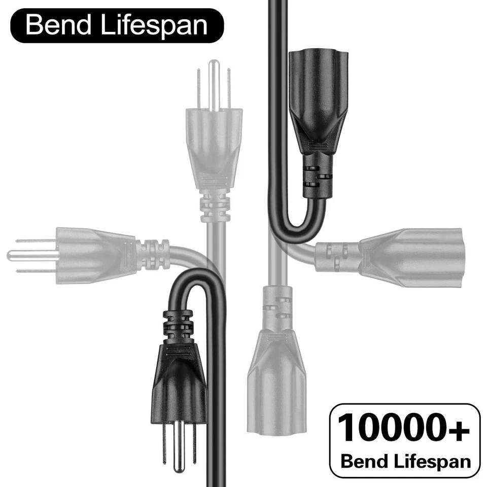 4 Outlet Power Cord Splitter NEMA 5-15P to 5-15R 16AWG 1 to 4 Way 20IN Cable - Image 3 of 4