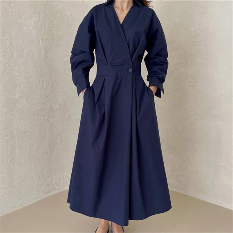 Spring Fall Fashion Womens Solid Color Aline Trench Coats Shirt