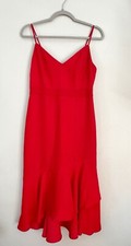 EUC Banana Republic Red Ruffle Dress Midi Mermaid 4 Petite Cocktail Wedding