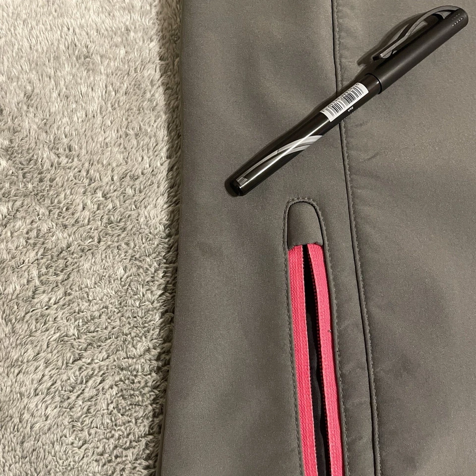Chaqueta Polar Edge Abrigo Ligero Gris Rosa Borde Cremallera Completa Frontal Talla Mediana Foto 3 de 4