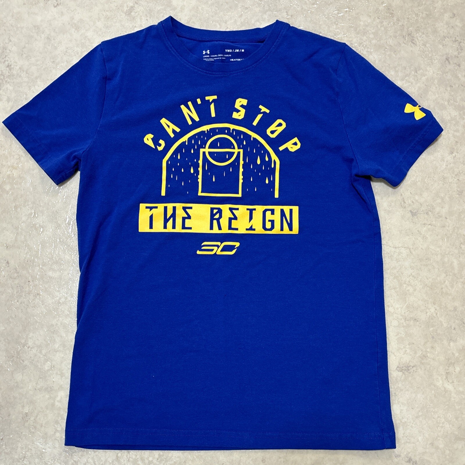 UA Under Armour Steph Curry Loose Heat Gear T-Shirt Youth M Can’t Stop The Reign