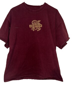 Primitive red golden glitter traditional Japanese dragon T-shirt Sz 2XL