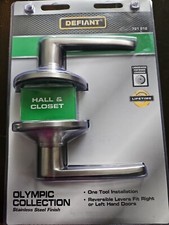 Defiant Doorknob Passage Lever - Stainless Finish For Interior Doors - NEW