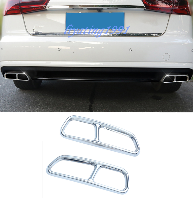2PCS Stainless Rear Exhaust Muffler Tip End Pipe For Audi A6 C7 2016