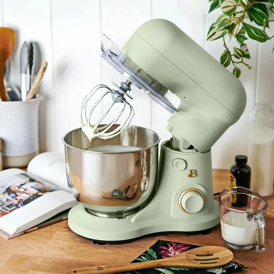 Stylish 3.5 QT Stand Mixer by Drew Barrymore w/Stainless Steel Bowl, Sage Green - Image 2 of 4