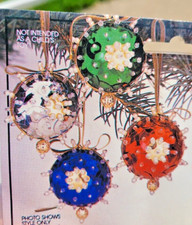 THL Crafts MINI JEWELS Makes 4 Vintage Sequin Bead Christmas Ornament Kit NOS