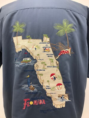 Kaylua Bay Embroidered Florida State Men's M Shirt Blue Daytona Beach Ft Myers