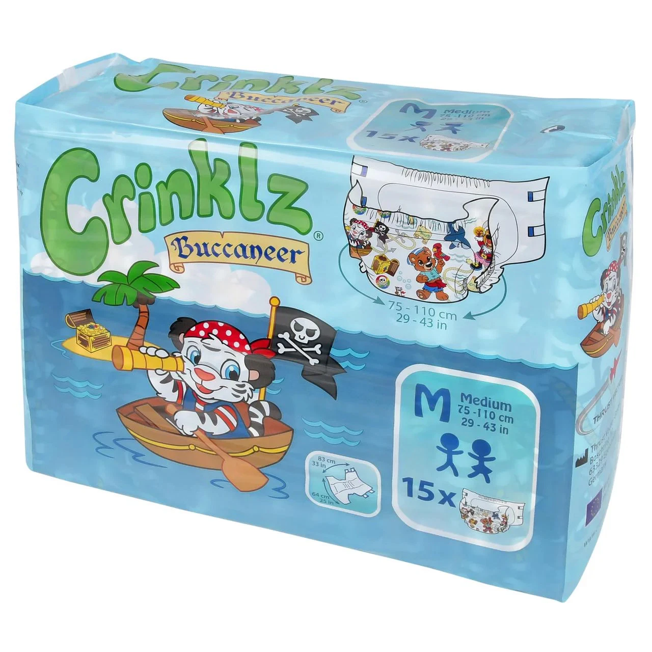 Crinklz Printed Adult Diapers w/ Plastic Backing, Buccaneer Print
Opens in a new window or tab