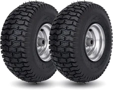 2 Pack 15x6.00-6 Turf Tread Tire & Wheel for Lawn Mower, 3/4" Hub