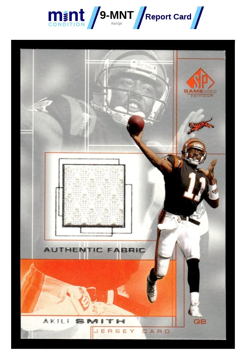 2001 SP GAME USED EDITION AKILI SMITH AS MCG 10 AUTHENTIC FABRIC BENGALS