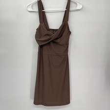 SHEIN Size S Mini Dress Womens Brown Twist Front Ruched Bodycon sw210922940201