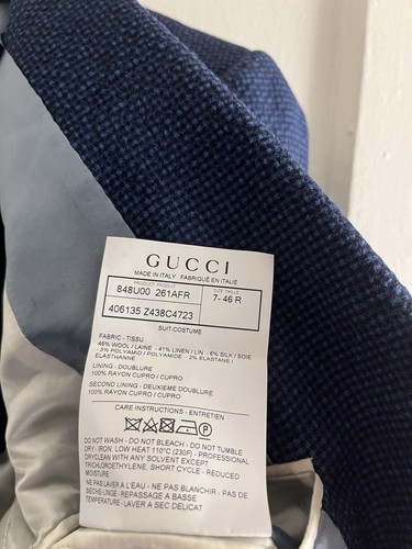 NWOT Gucci Suit Mens Jacket and Pants Blue Seersucker Check (EU) 46R (US) 36R - Picture 7 of 15