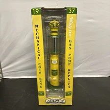 John Deere Mechanical Coin Bank-1937 Wayne Gas Pump-diecast-12” Tall-New 