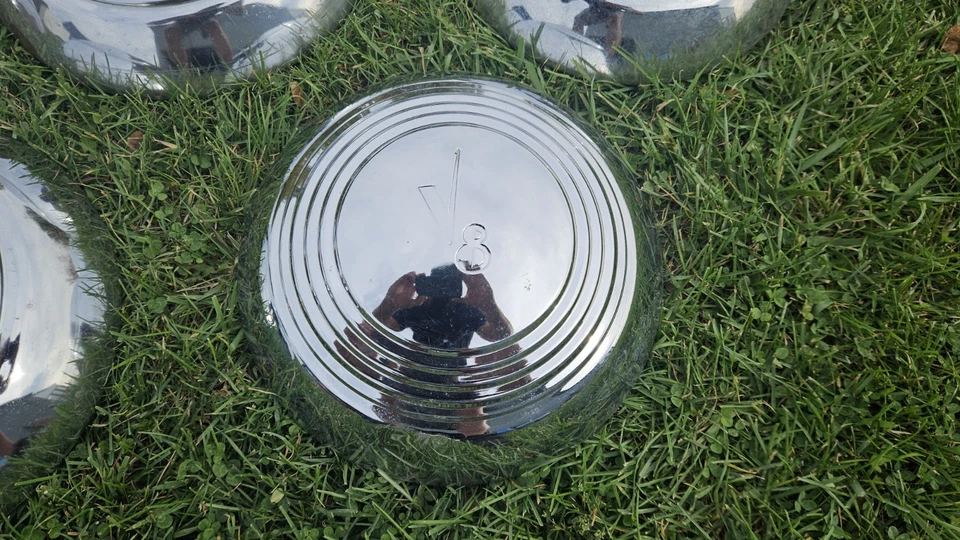 Juego de 7 tapacubos cromados accesorios Ford Deluxe 1936-1939 ancho cinco 1937 1938 4 Foto 3 de 4