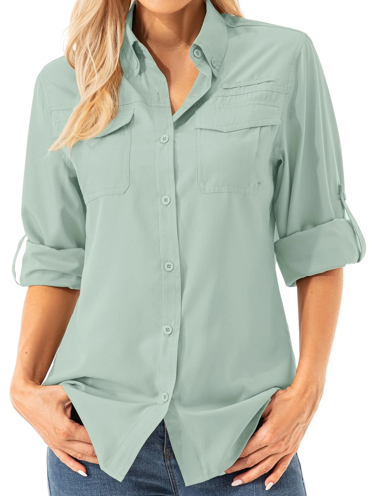 Womens UPF 50+ UV Sun Protection Safari Shirts Long Sleeve Outdoor Cool Quick...