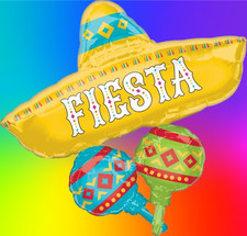 Fiesta Balloon, Large 32" Super Shape, Mylar Foil Balloon, Mexican Party Balloon