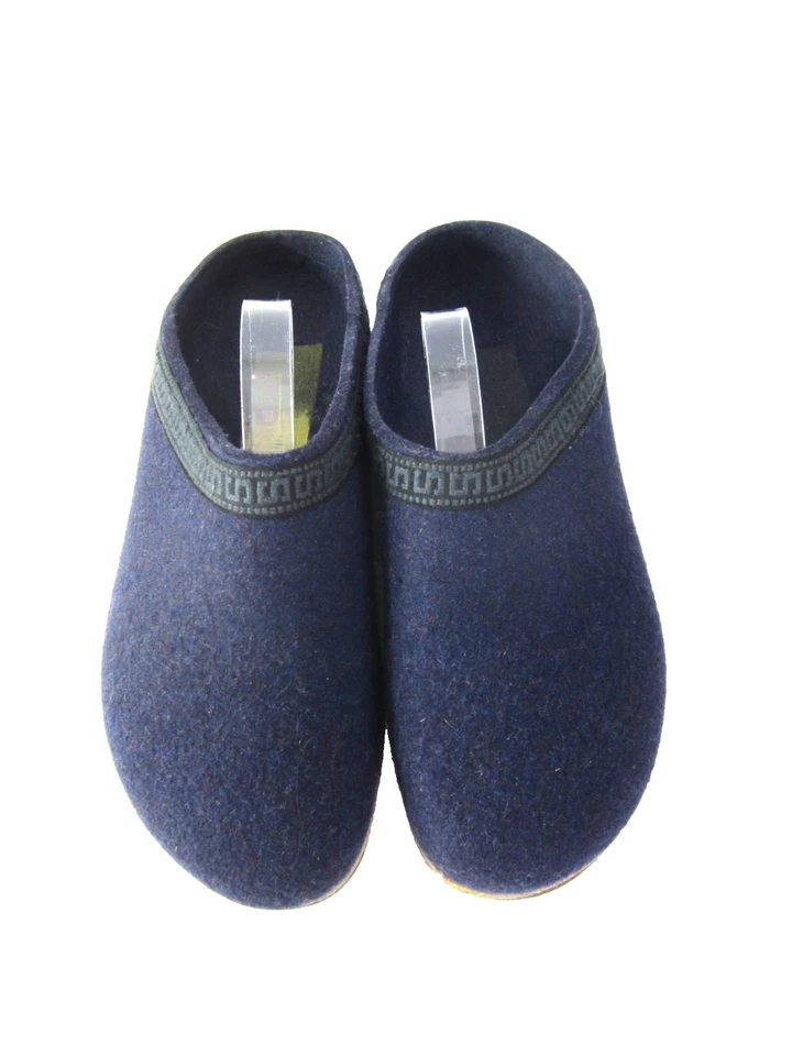 Tamancos femininos Stegmann 9 azul marinho lã feltrada slip on mules sapatos confortáveis - Imagem 2 de 4