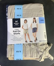 Members Mark Girl's Pull-On Shorts 2-Pack Elastic Waistband 6/6x Pockets NEW