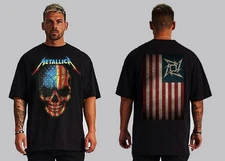 METALLICA AMERICAN FLAG HARD ROCK 100% SILK SCREEN FRON & BACK  PRINT