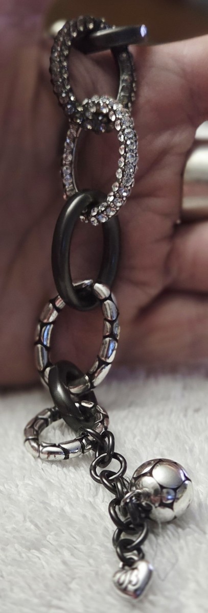 Brighton PEBBLE PAVE Rhinestone Metal Size 8" & UP Adjustable Bracelet Signed  View 5